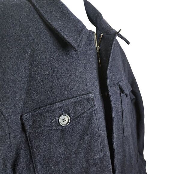 Vintage Chaps Ralph Lauren Heavy Wool Field Jacket Mens Size L Blue Navy - Picture 4 of 10